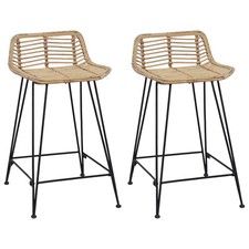 Bar Stool 2 pcs Rattan and