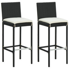 Bar Stool Pair Black Poly