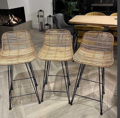 Rose grey rattan bar stools - &,