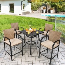 5 Pieces Patio Rattan Bistro
